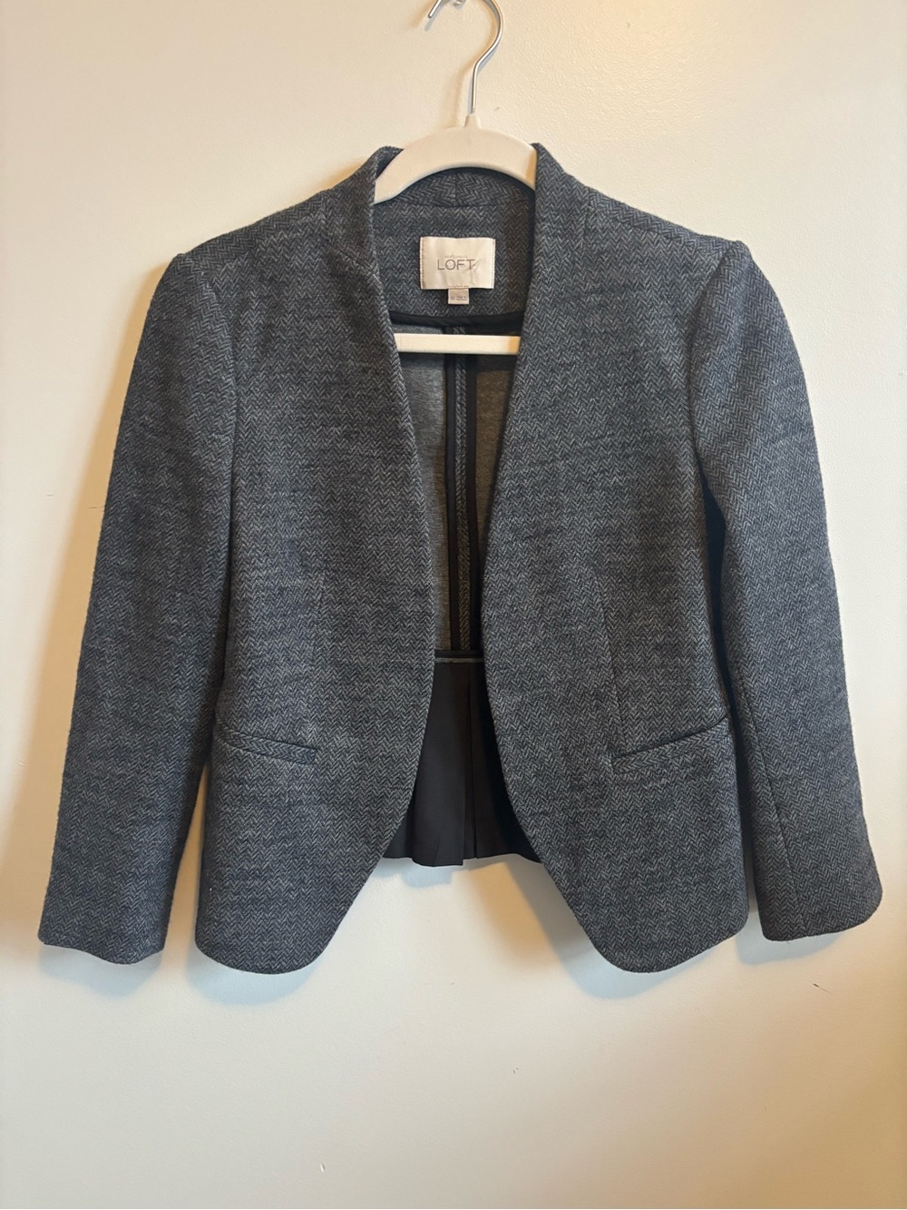 LOFT Gray Tailored Open-Front Blazer